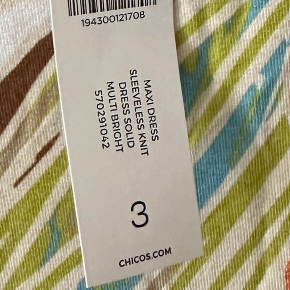 NWT Chico's Sleeveless Stretch Knit Maxi Dress 3 XL 16/18 Tropical Floral - Picture 2 of 5